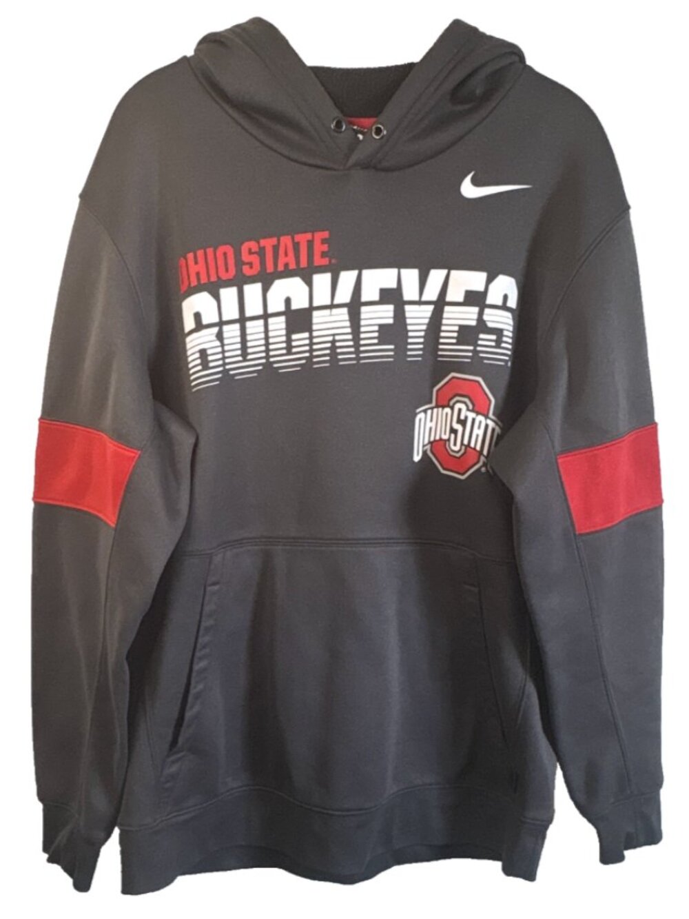 Nike Ohio State Buckeyes Dri-FIT Pullover Hoodie Sweatshirt Gray Red Men's L